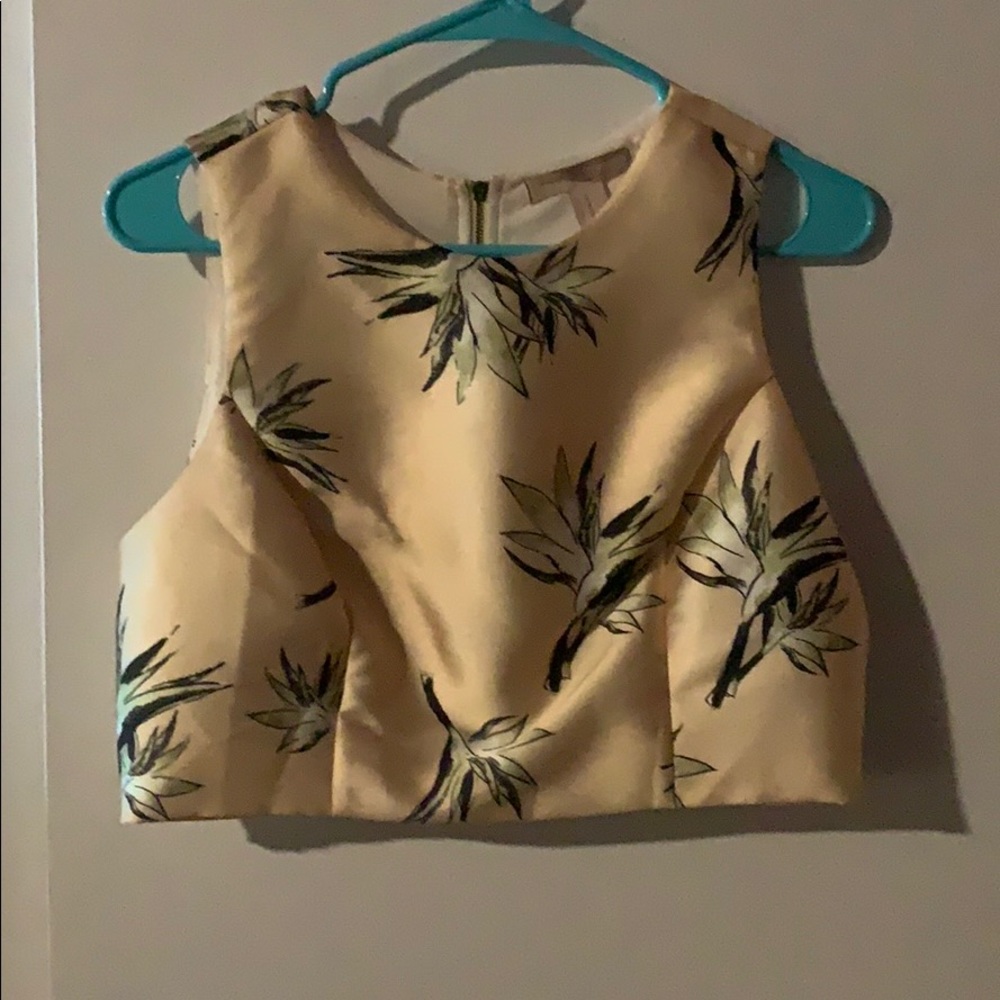 Yellow silk crop top